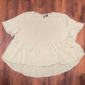 SHEIN Curve Sage Green Hi-Lo Babydoll Top